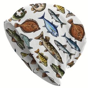 Colorful Fish Pattern Beanie NWT